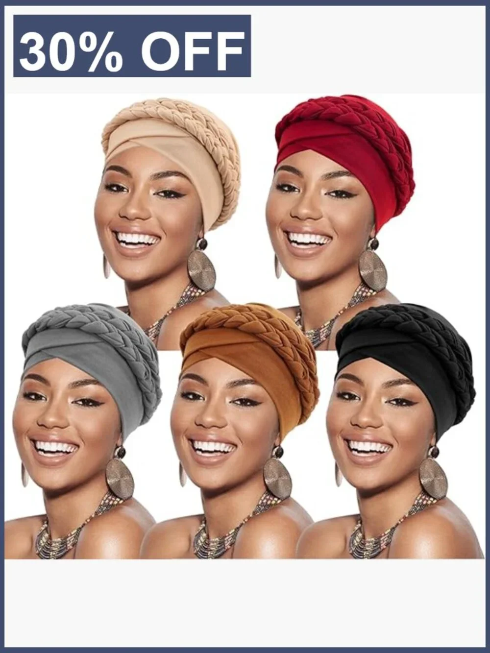 Pre-Tied Twist Turban Headwrap - Soft Stretchy Beanie Cap for Women